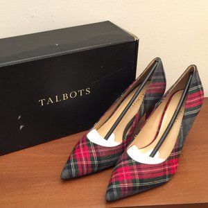 NIB Talbots Pointed Toe Heels Tartan Heather Plaid